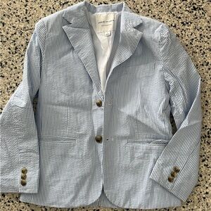 Boys Janie & Jack Blue seersucker Blazer with Tortoise Buttons - size 8
